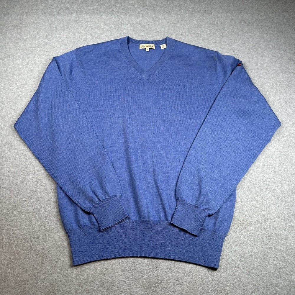 Peter Millar Extra Fine Italian Merino Wool V-Neck Sweater M Blue NOTE